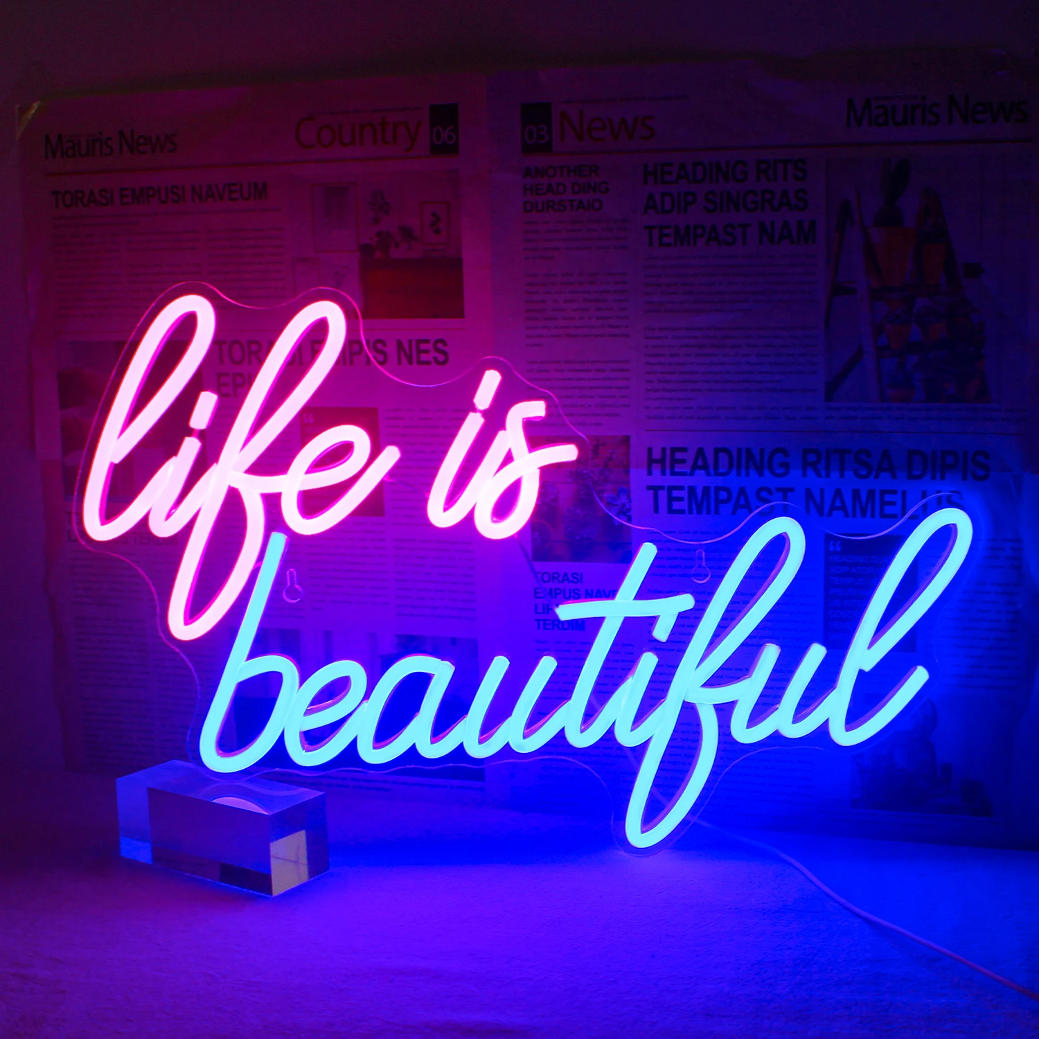 Life is Beautiful Neon Signs Letter Neon Lights for Bedroom Led Sign USB Powered for Wedding Birthday Party Home BAR Wall Decor