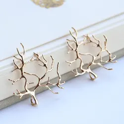 10pcs/lot High Quality Copper Plated Hollow Branch Shape Geometry Charms Connector For DIY Jewelry Necklace Making Accessories