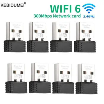 WIFI 6 USB 동글 미니 USB Wifi 어댑터 300Mbps 드라이브 무료 2.4G Wi-Fi 어댑터 플러그 앤 플레이 PC Deskop Windows 7 10 11