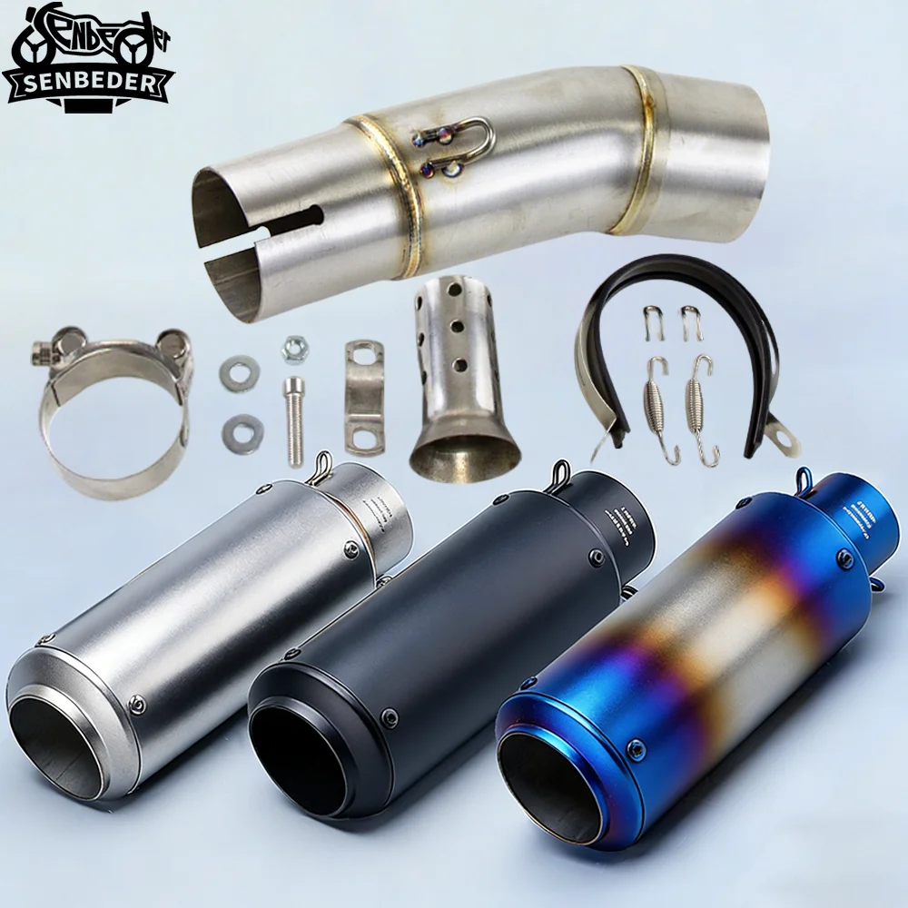 

Motorcycle Exhaust Tips Mid Pipe Slip On Muffler For Kawasaki Ninja 400 Ninja 500 Z400 Z500 51mm With DB Killer Muffler Escape