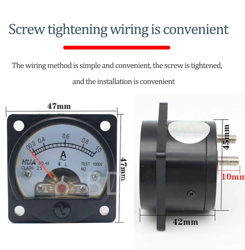 SO-45  Round Analog Dial Panel Meter Voltmeter Gauge Black AC 1V 2V 5V 10V 15V 20V 50V 100V 150V 200V 300V 500V