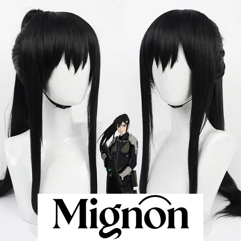 

Кайдзю No. 8-мина Эширо, парик для косплея, черная имитация кожи головы с хвостиком на клипсе