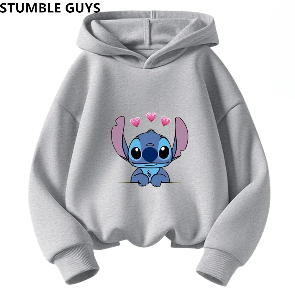 Aloha Stitch Sweatshirt Hoodies Fashion Pullover Anime Hoody Cartoons Girls Boy Kids Long sleeve Casual Clothes Stitch Trucksuit