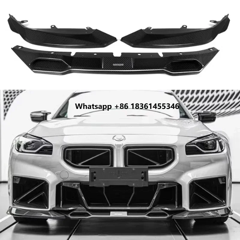 

For M2 G87 2022+Dry Carbon Fiber Car Front Bumper Diverter Spoiler Diffuser Front lip chin Shunt SQ Style upgraded body kit