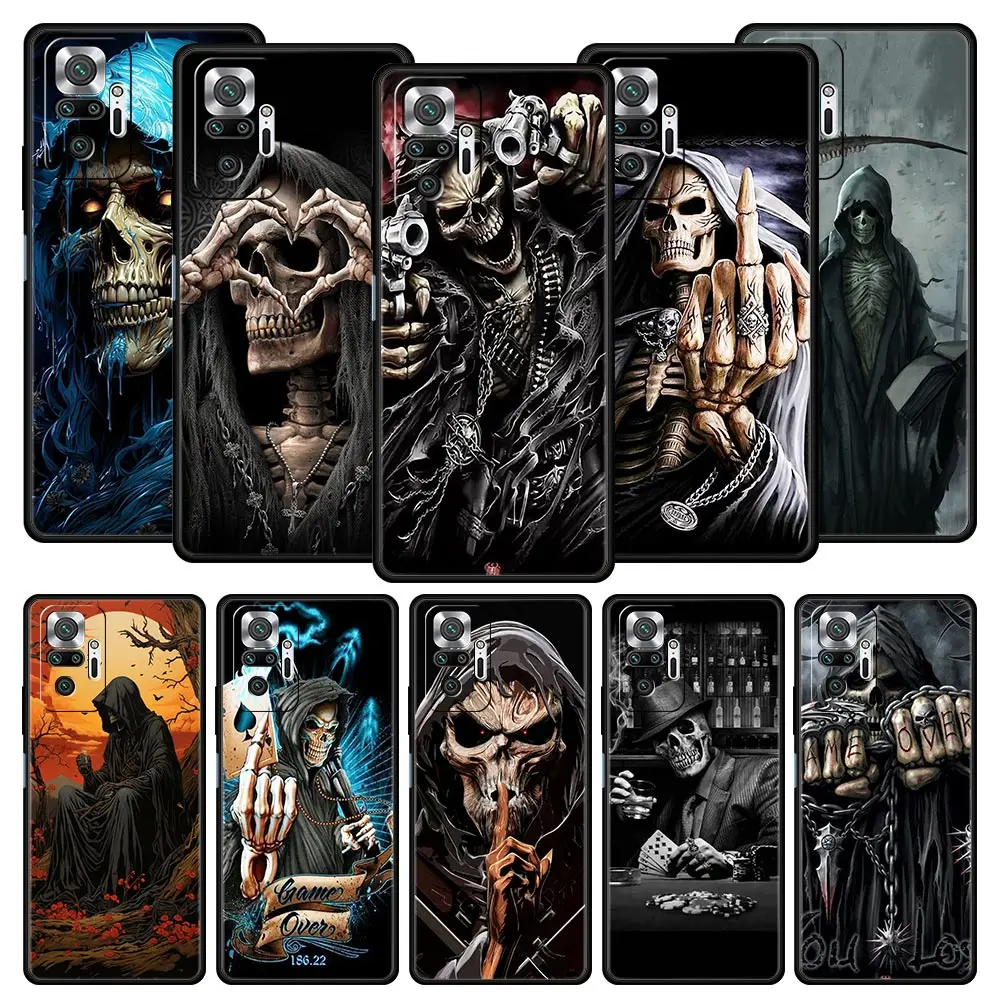 Etui na telefon Grim Reaper Skull Skeleton do Xiaomi Redmi Note 14 13 5G 10 11 12 Pro Plus 4G 14C 13C 12C 10C Black Cover