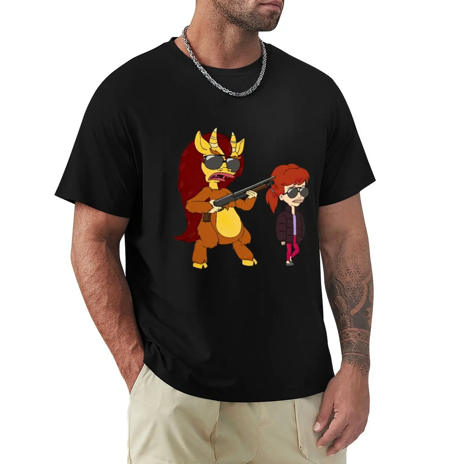 BIG MOUTH Jessi Glaser & Connie the Hormon Monster with sunglasses T-Shirt Plus Size Summer Short Sleeve T-Shirt