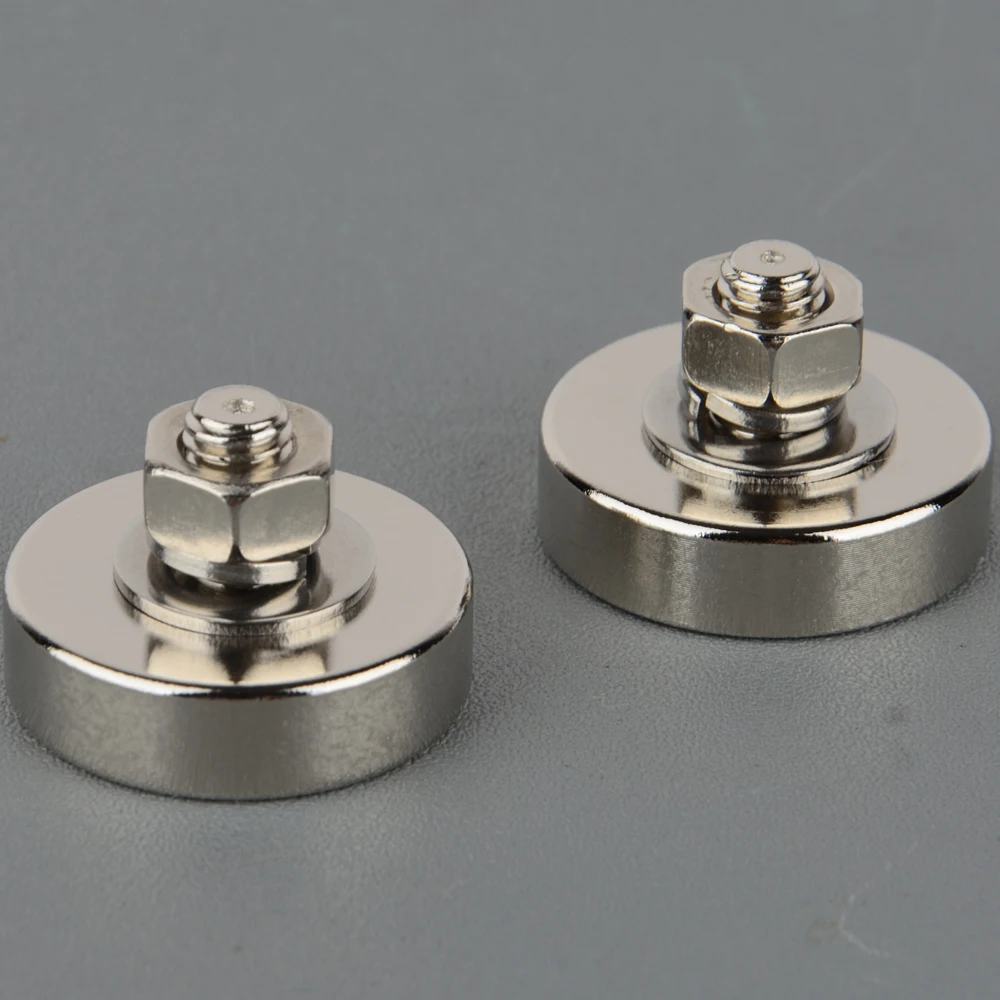 2PC Super Strong 23KG Vertical Neodymium Pot D25mm Magnet M6 M8 Male Tread Magnetic Rare Earth Round disc Mounting base