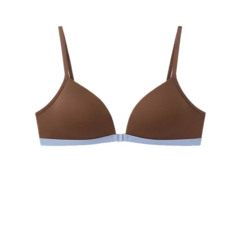 Sujetador push-up triangular con estampado de leopardo para mujer, cierre frontal, diseño de espalda hermosa con soporte, ropa interior suave para uso diario y citas.