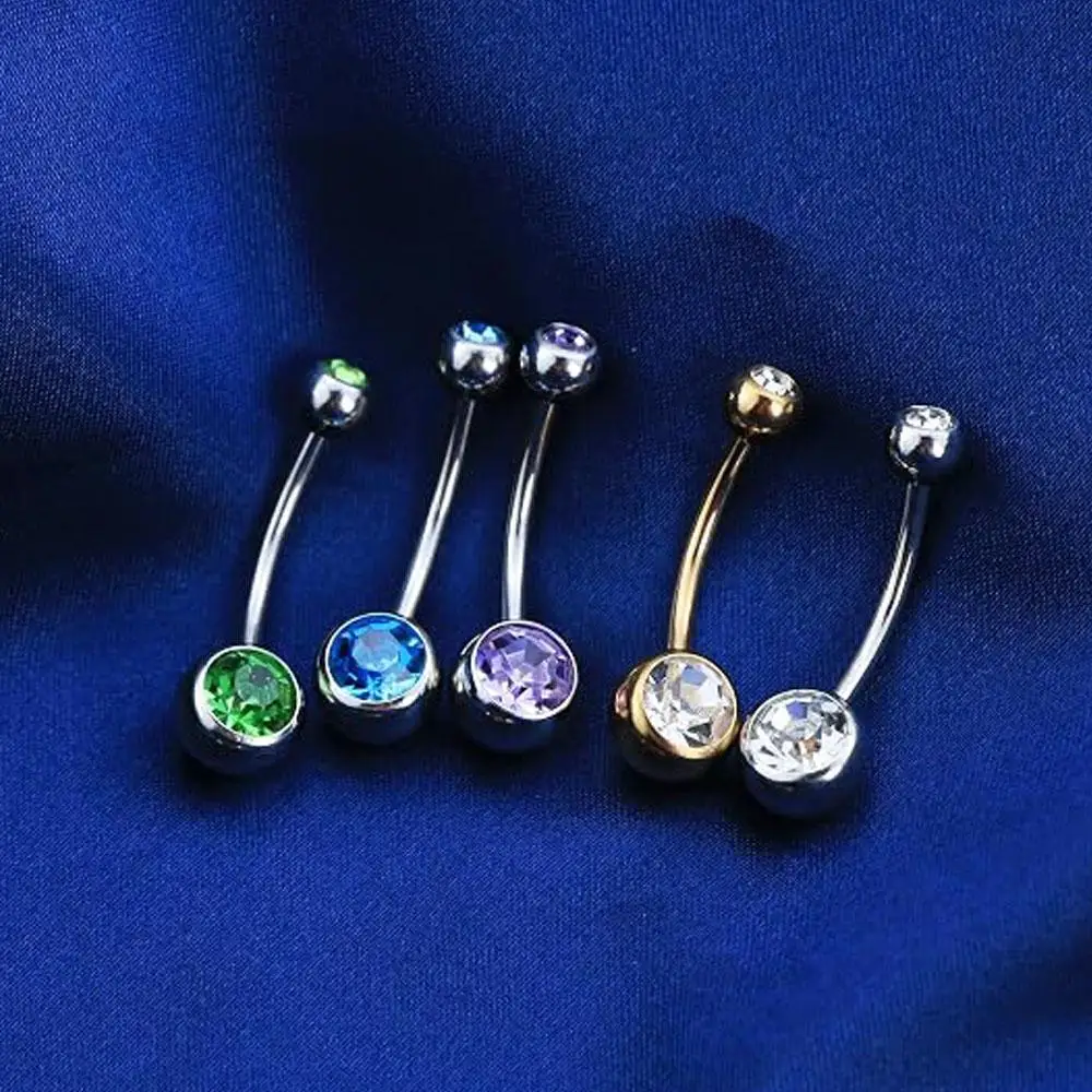 1/10Pcs Set Belly Button Rings Pack 14G Surgical Steel Shiny CZ Belly Rings Jewelry Crystal Balls Navel Body Piercing Jewelry