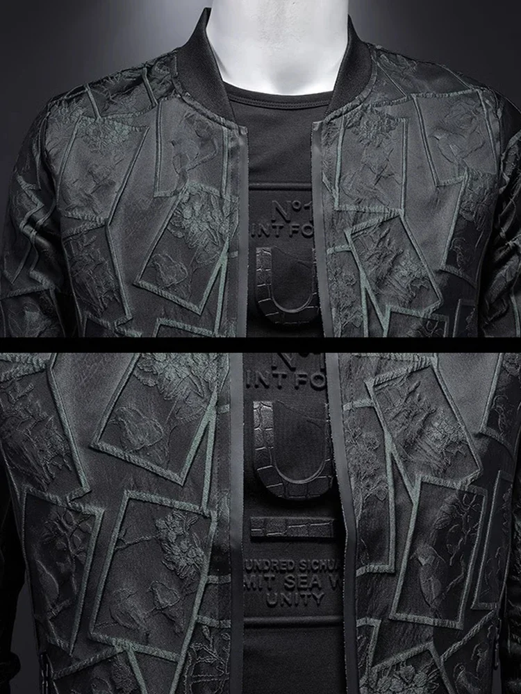 2024 New Boutique Leisure Fashion Men\'s Station Collar Jacket Bomber Jacket Male Casual Coat