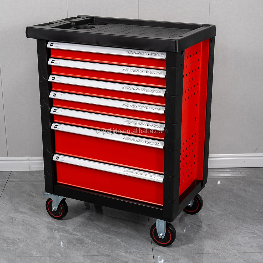 Modern Metal Rolling Tool Trolley 7-Drawer Lockable Cabinet Wheels OEM & ODM Customizable Workshop Garage Storage Customizable