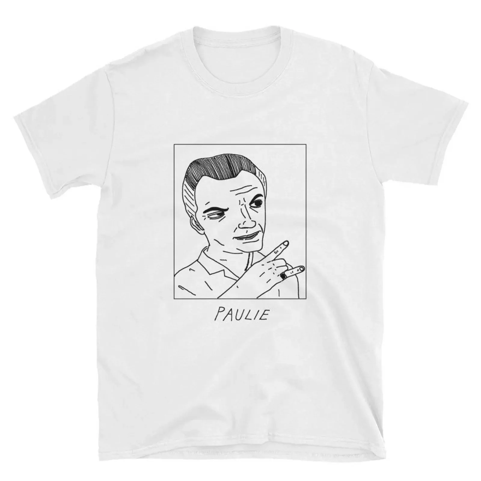 Badly Drawn Celebrities Paulie The Sopranos T Shirt FREE Worldwide Delivery vintage Washed Slightly homme Breathable graphic
