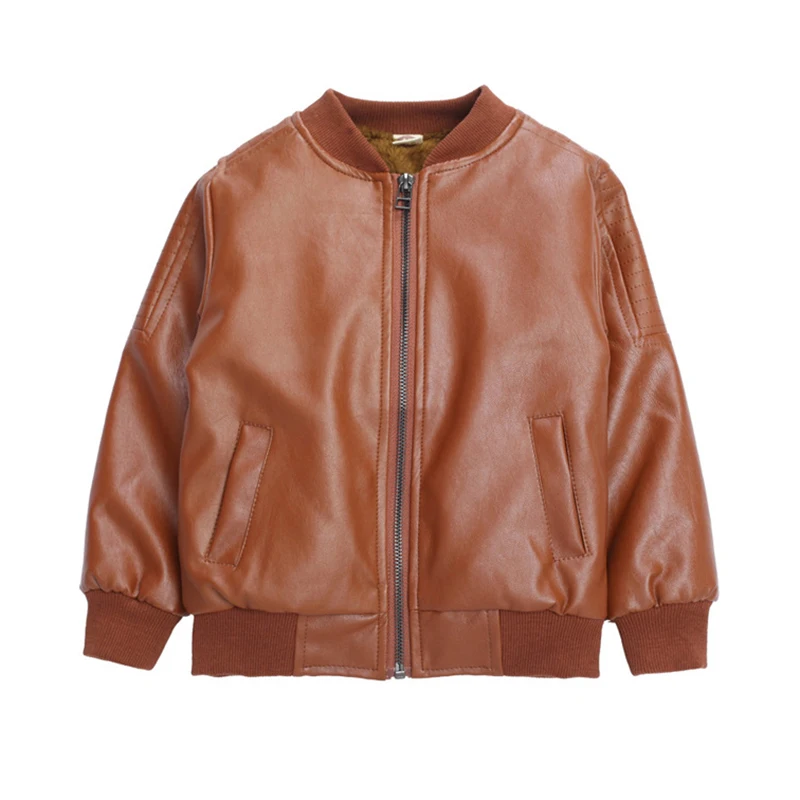 Plus Velvet Warm Autumn Winter Leather Jacket For Boys Coat Fashion Waterproof Children Outerwear 2-13 Year Teenage Kids Clothes