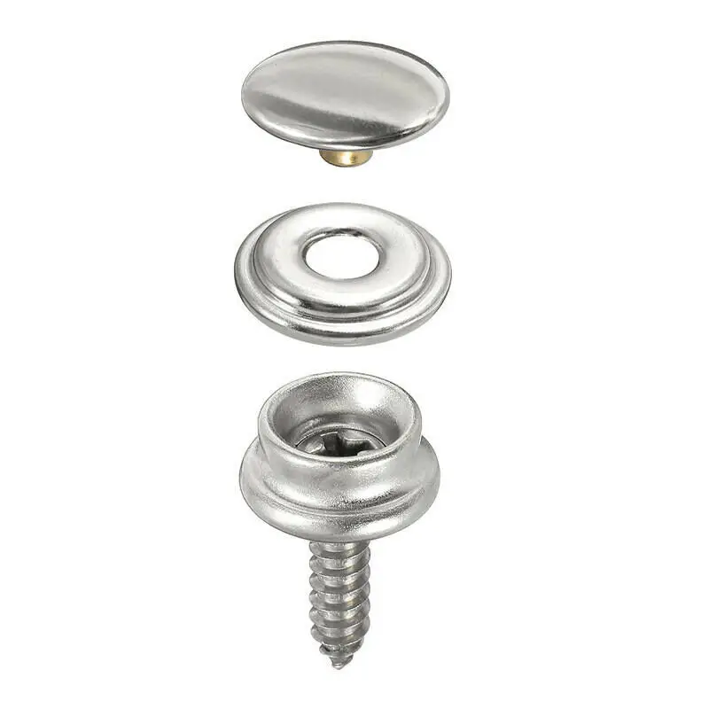WedDecor Kit Automatico Di Borchie A Scatto In Acciaio Inox 15mm - Viti Di Ricambio Per Coperture Barca, Tela, Pelle E Tende - Confezione Da 10 - 2
