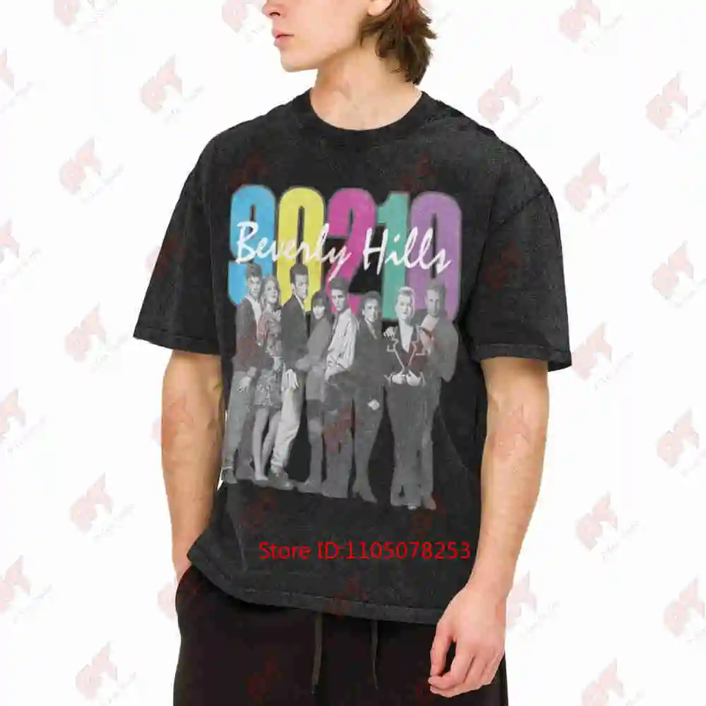 Group Shot Number Color Fill Vintage Washed Tee Pure Cotton T-Shirt