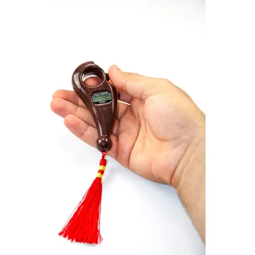 Dispositivo de contagem zikr islâmico zikr matic (madeira de borgonha) dispositivo de contagem digital tespihmatik frisado