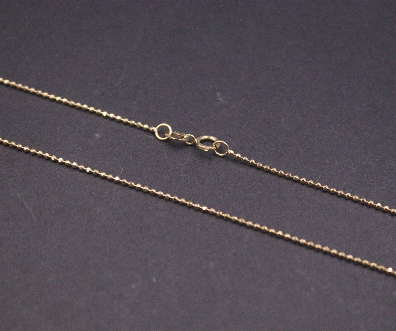 Pure Au750 18K Yellow Gold Chain 1mm Beaded Link Necklace 2.7-2.9g 17.9inch