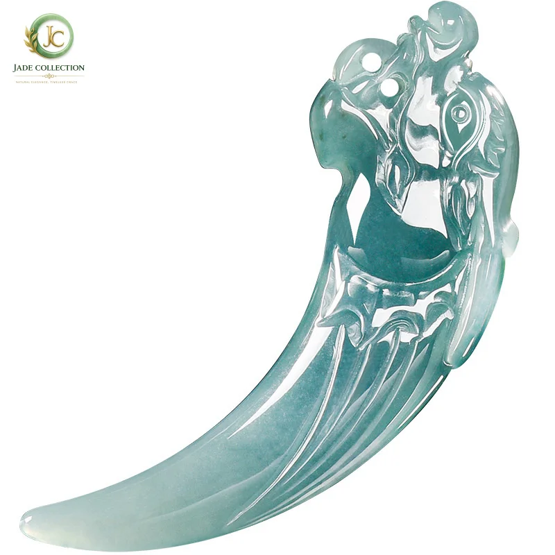 Genuine and naturalaGenuine Emerald Blue Water Dragon Tooth Zodiac Dragon Pendant, Ice Jadeite, Unisex Style, Wholesale from SiH