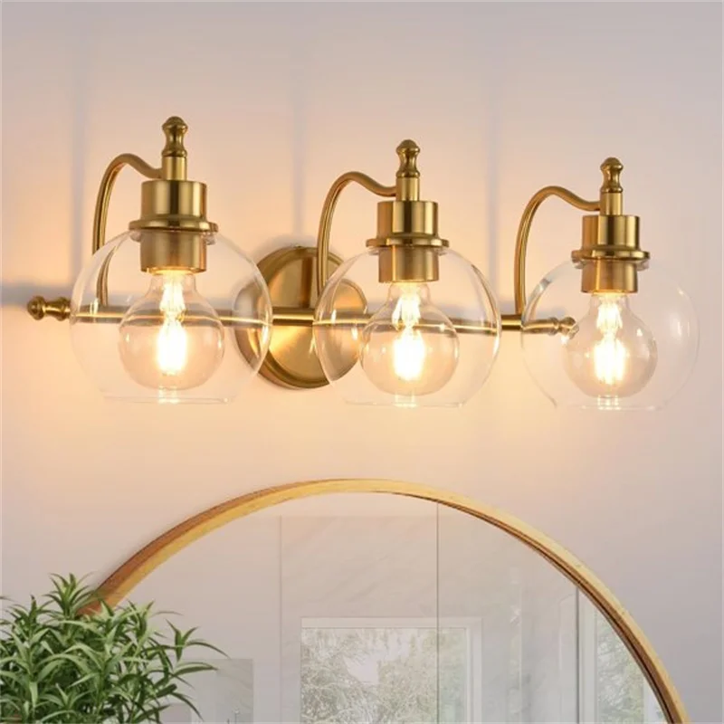 3-Lights Bathroom Vanity Lighting Fixtures Brushed Gold Modern Vanity Light 22Inch Bathroom Light Fixture Bathroom Lights Over