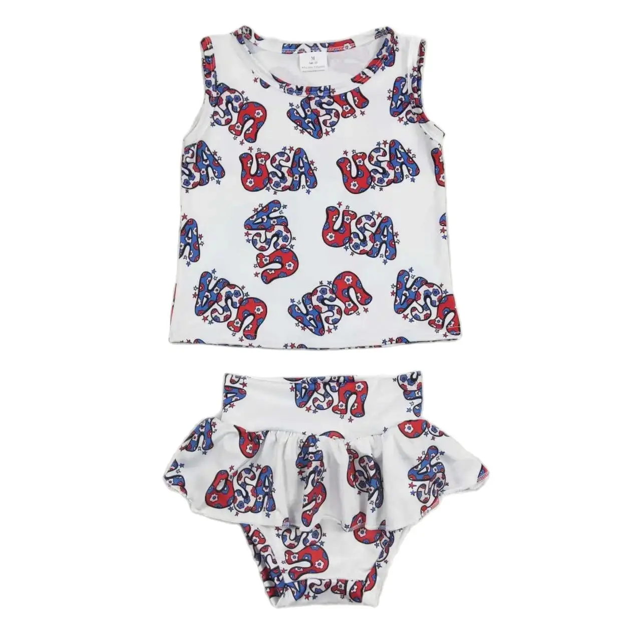 

Wholesale July 4th Baby Girl Set Sleeveless Floral Shirt Shorts Toddler Bummies Children Summer Newborn Outfit