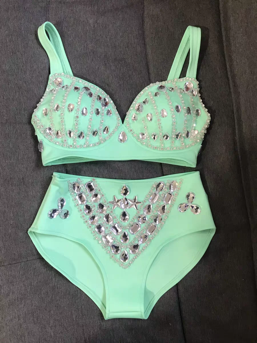 

Heavy Rhinestone Sexy Bikini Gogo DS Costumes Women Girls Nightclub Singer Stage show Performance Outfits
