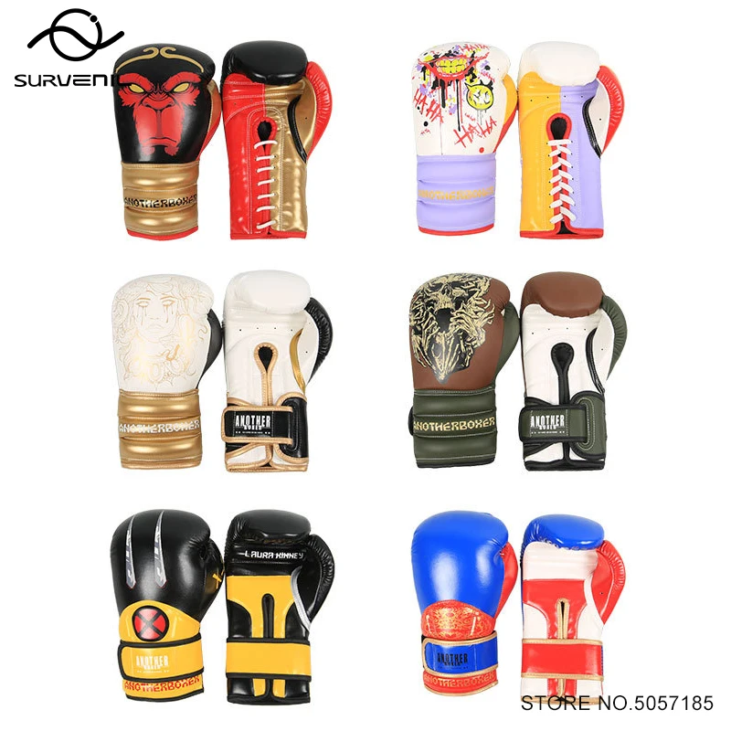 10/12/14oz Boxing Gloves PU Leather Muay Thai MMA Kickboxing Sparring Gloves Professional Adult Sandbag Fight Training Equipment