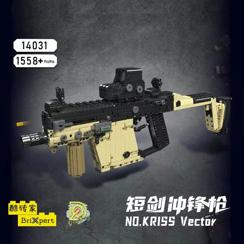 1558PCS MOC Bricks Technical WW2 KRISS Vector for Adults Toys Can Shoot Bullet Military Gun Set Boys Kids Construction Gifts