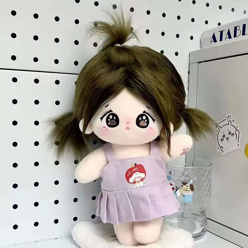 Muñeco de peluche Kawaii Idol para niñas, figura de superestrella, muñeca de algodón, cuerpo gordo, puede cambiar ropa, juguete de vestir, coleccionar regalos de navidad, 20cm