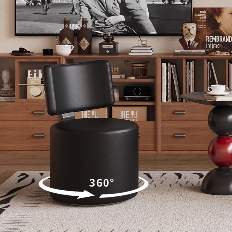 

Light Luxury Vanity Stool Minimalist Makeup Chair with PU Leather Seat Rotatable Backrest Stool for Dressing Table Bedroom Decor