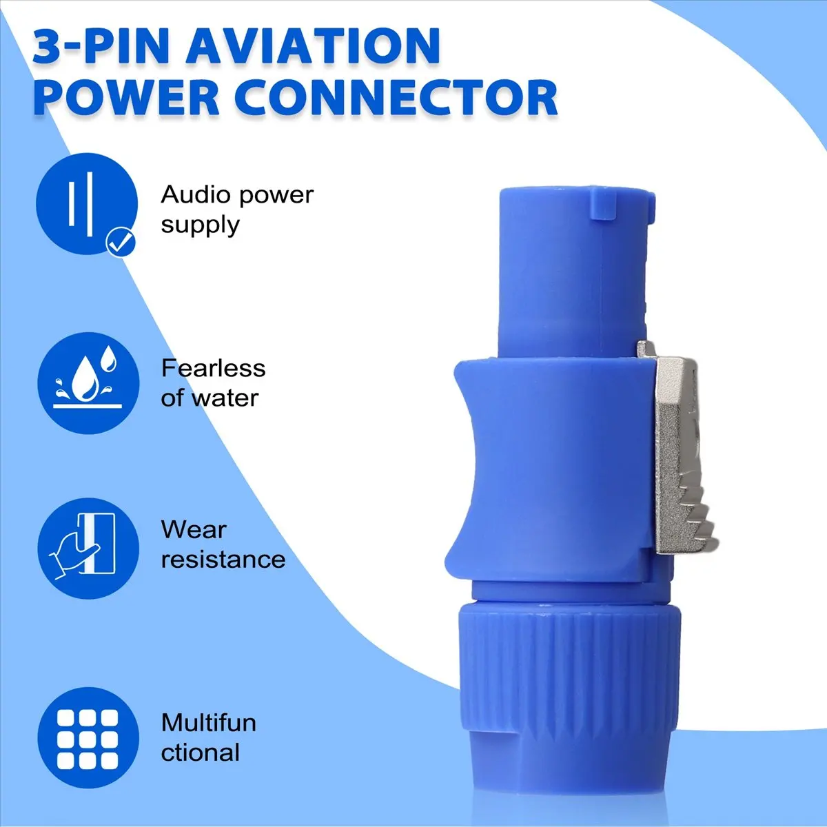 ABAN 10Pcs 3 PIN Male Powercon Connector Signal Input Jack for Beam Light Stage Light Power Input