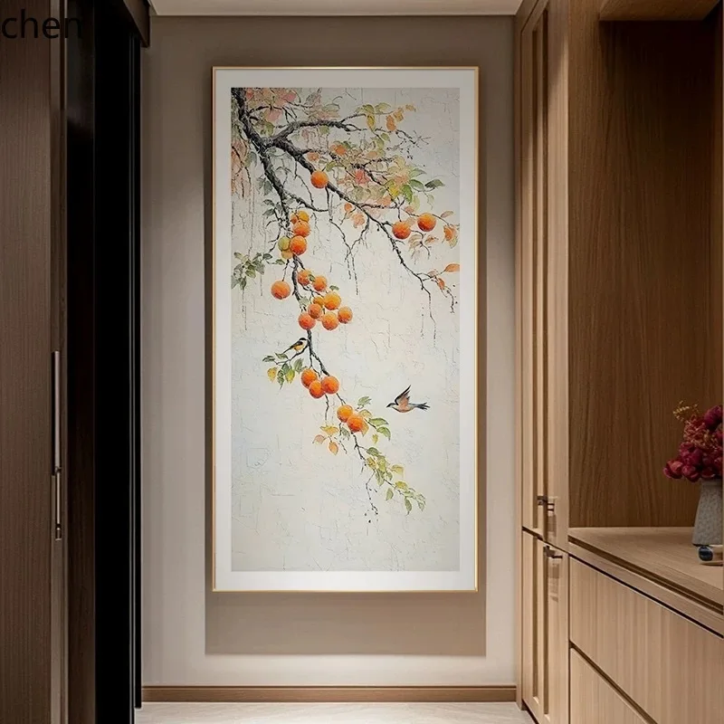 YFY  entrance decorative painting - new chinese style living room mural for hallway, corridor, and doorway (direct facing)