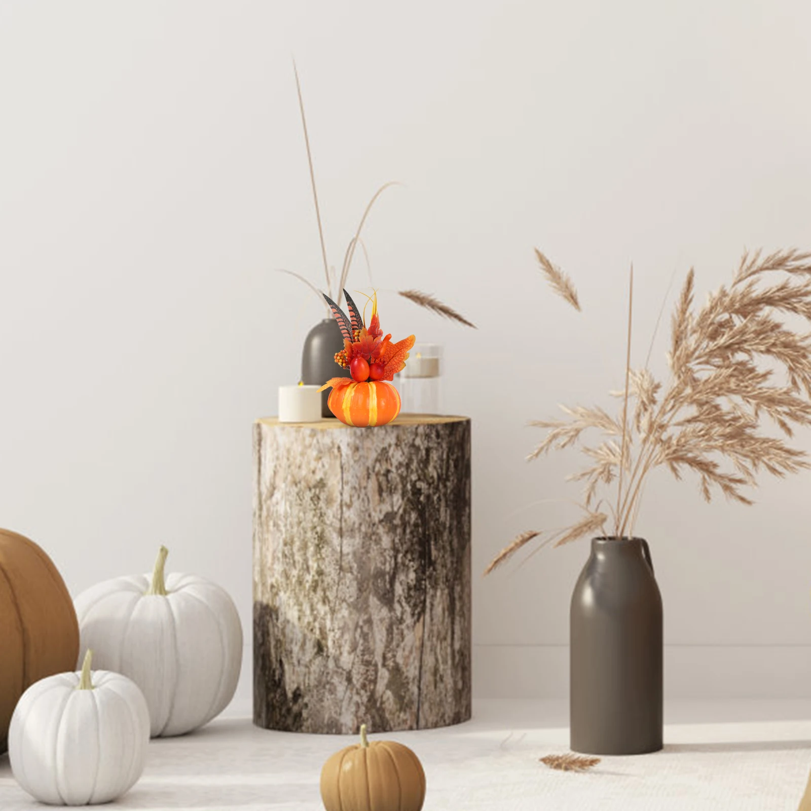 

1pcs Artificial Maple Leaf Pumpkin Decor Fall Autumn Ornament Decorative Props Simple Traditional Bedroom Table