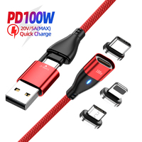 100W PD Magnetic Charging Cable 5A USB C To Type C Micro usbc 6 In 1 Magnetic Phone Data Cable For iPhone Xiaomi Samsung Macbook