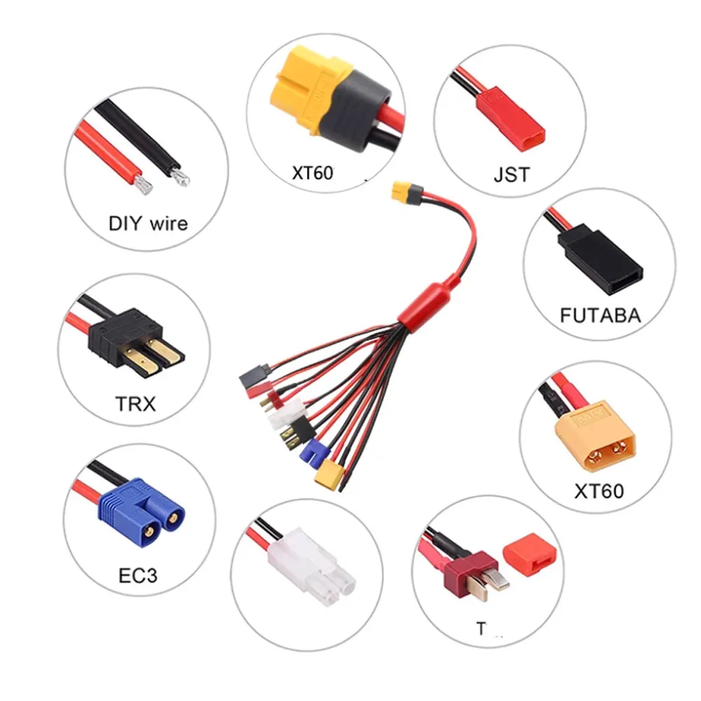 Wielofunkcyjny balans ładowania 19IN1/8IN1 19 w 1/8 w 1 Adapter kablowy XT60 EC3 EC5 HXT TAMIYAS do ładowarki IMAX B6 B6AC