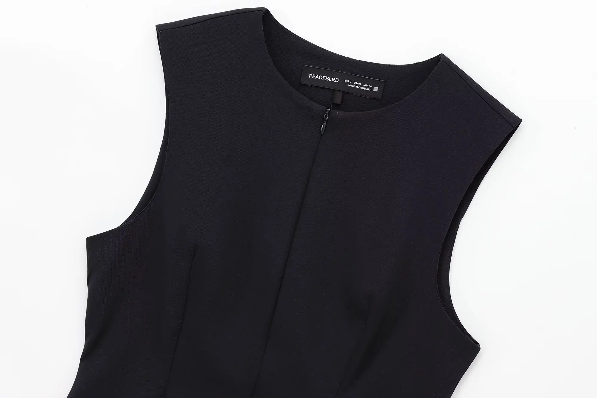 2025년 겨울 신상 여성 프렌치 지퍼업 라운드넥 민소매 허리 스커트 플리츠 밑단 탑