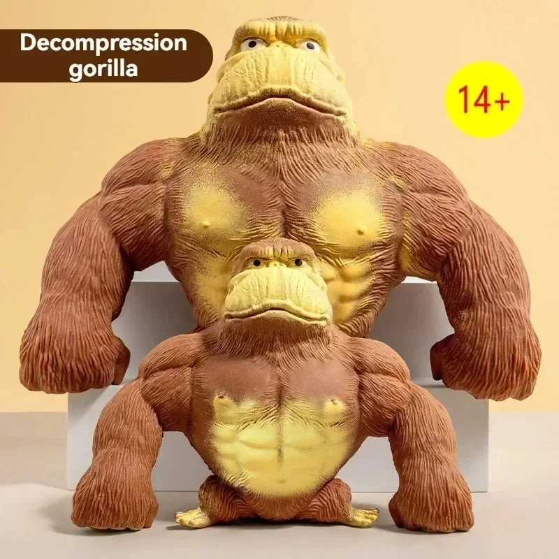 Juguete Antiestrés de Gorila Elástico - Mono de Goma Relleno de Arena, Juguete Sensorial de Alta Elasticidad para Aliviar la Ansiedad, Figura de Acción Animal