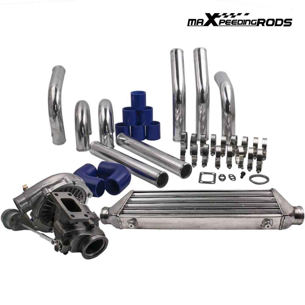 Universal T3 T04E Turbocharger Kit 0.63 AR 420HP Turbo Intercooler Piping V-Band