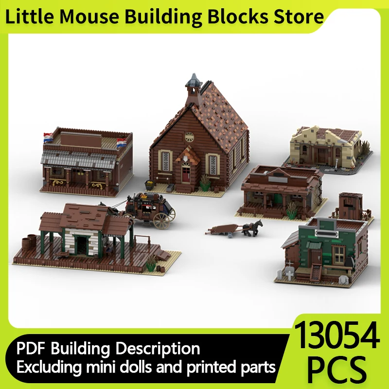 

Medieval Castle Model MOC Building Bricks Town Church Restaurant Bank Modular Technology Gift Holiday Assemble Children Toy Suit