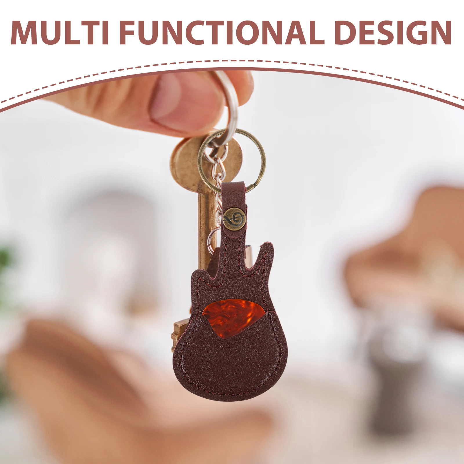 

Guitar Plectrum Holder Storage Container Accessories Brown Convenient Bag Travel