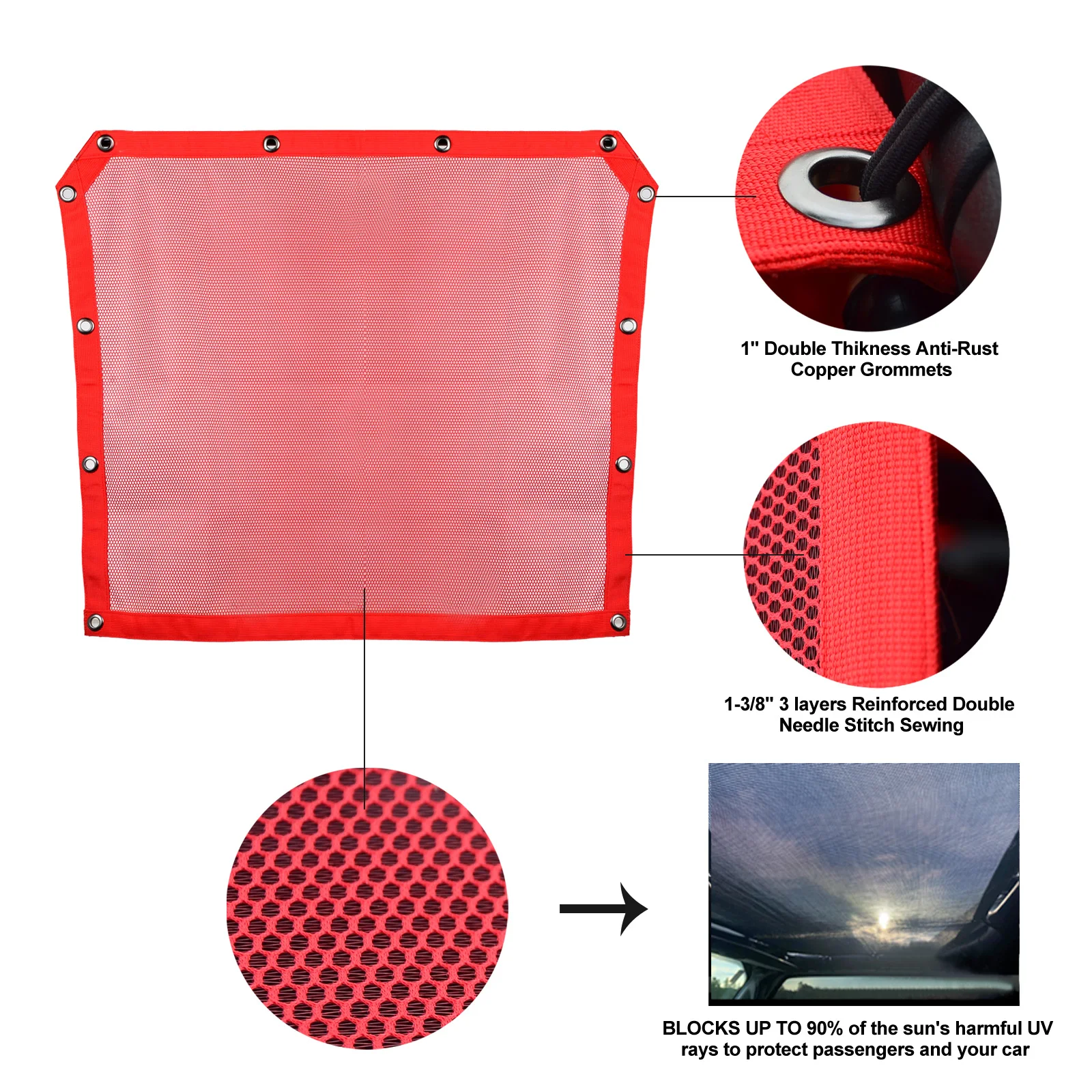 UTV Soft Top Window Net Sunshade Mesh Roof Shade Top Cover PVC Mesh UV Protection for Polaris RZR Pro XP / 4 2020 2021 2022 2023