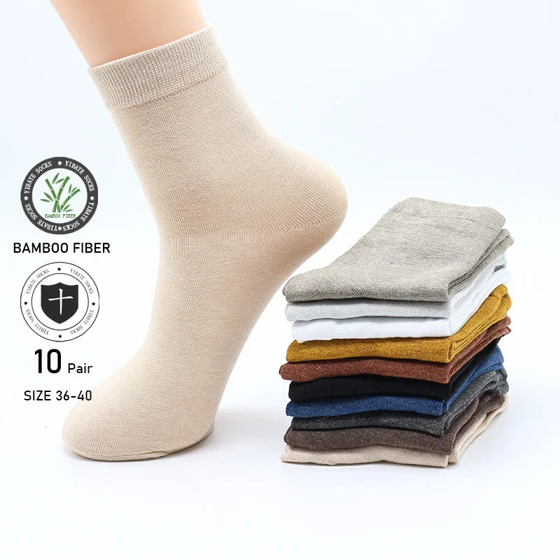 10 paar frauen Bambus Faser Socken Harajuku Retro Einfarbig Casual Damen Set Schwarz Socken Koreanische Stil Weiße Socken großhandel