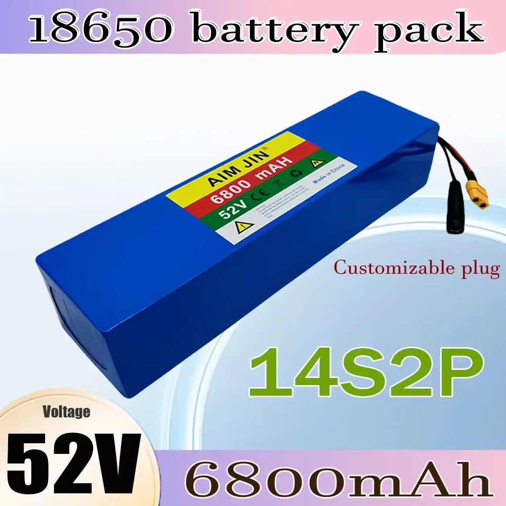 

52V 5200mAh 18650 Rechargeable Li-ion Battery Pack, 14S2P, Large Capacity for Bicycles, Scooters, Motorcycles with Built-in BMS