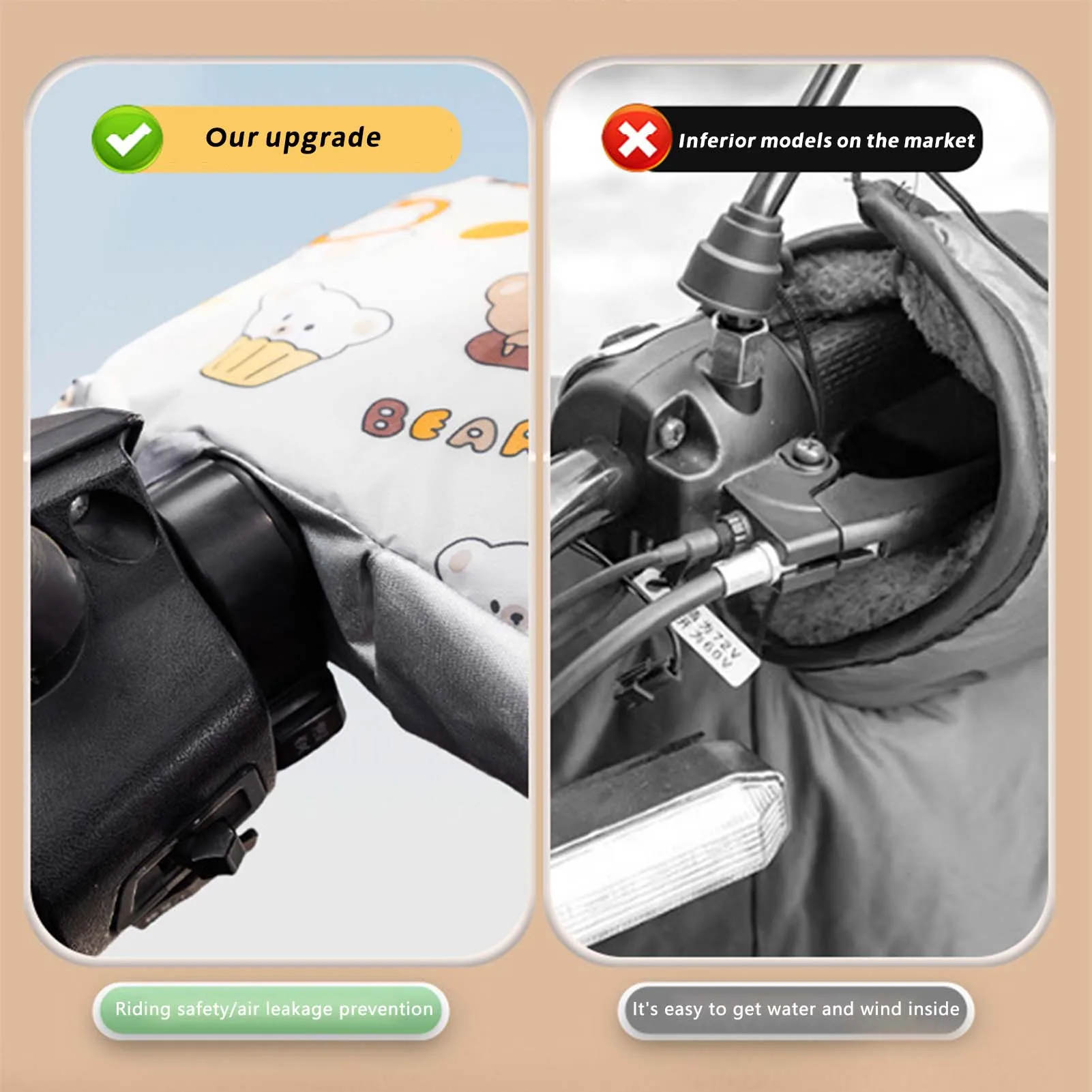 Motorcycle Handlebar Cover Winter Windshield Gloves Windproof Warm Handlebar Muffs Thickened Fall and Winter Gloves Universal