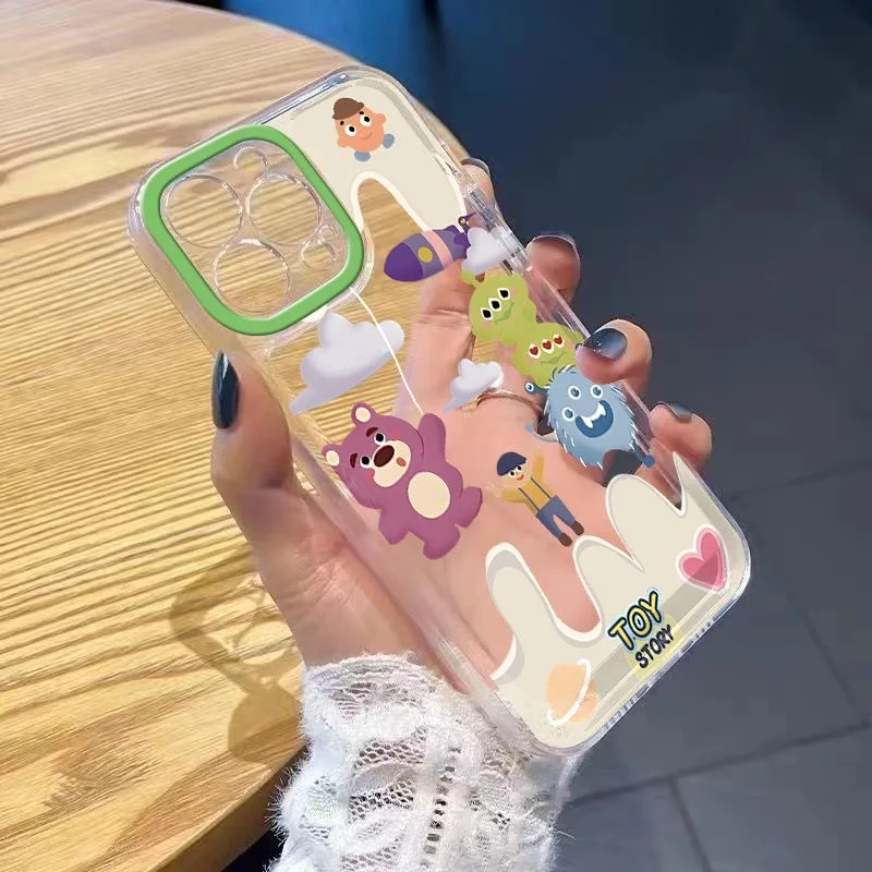 Toy Story Strawberry Bear Monster Clear Space Phone Case For Vivo T1 V15 V23 V23E V25 V27 V29 V29E V30E V40 5G Pro Transparent