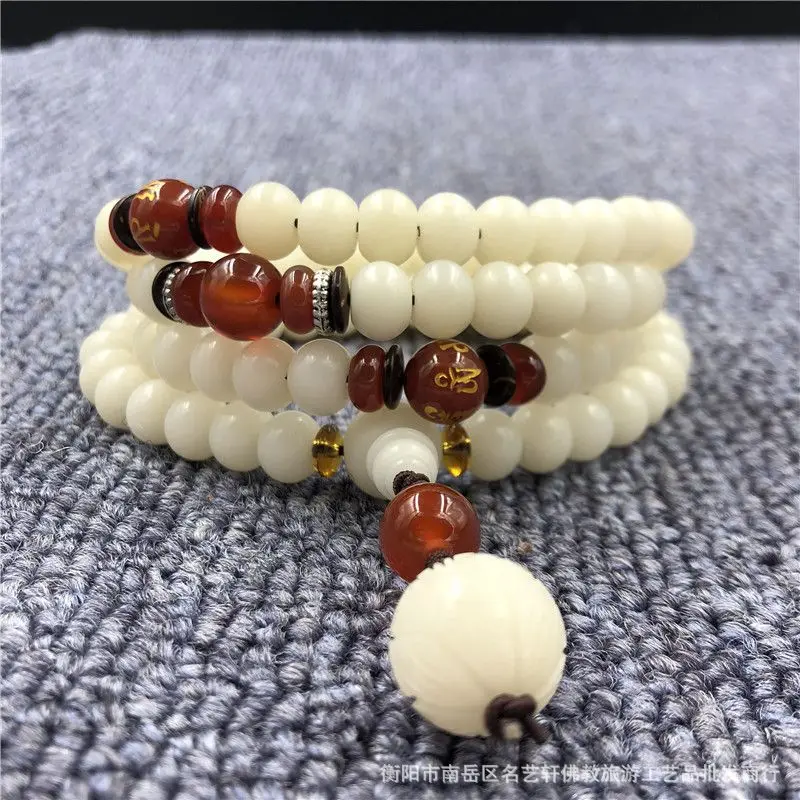 

Craftsman Creation108White Jade Bodhi Root Apple Orchard Bracelet Red Agate Accessories Lotus PendantdiyOrnament