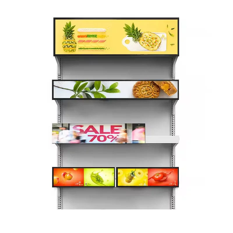 Customized 43 Inch Supermarket Ultra Wide Strip Shelf Edge Advertising Digital Signage Stretched Bar LCD Display Touch Screen