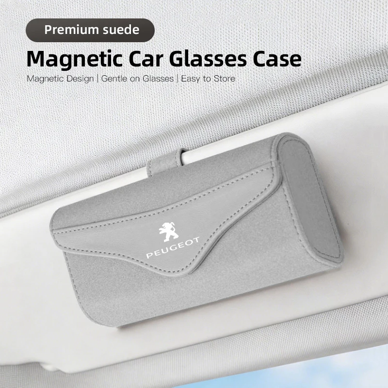 Auto-Brillenetui aus Wildleder mit Magnetverschluss und Reifenventilhalterung für Peugeot 206 307 308 3008 207 208 407 4008 408 508 2008 5008 301 205 – Detail 3