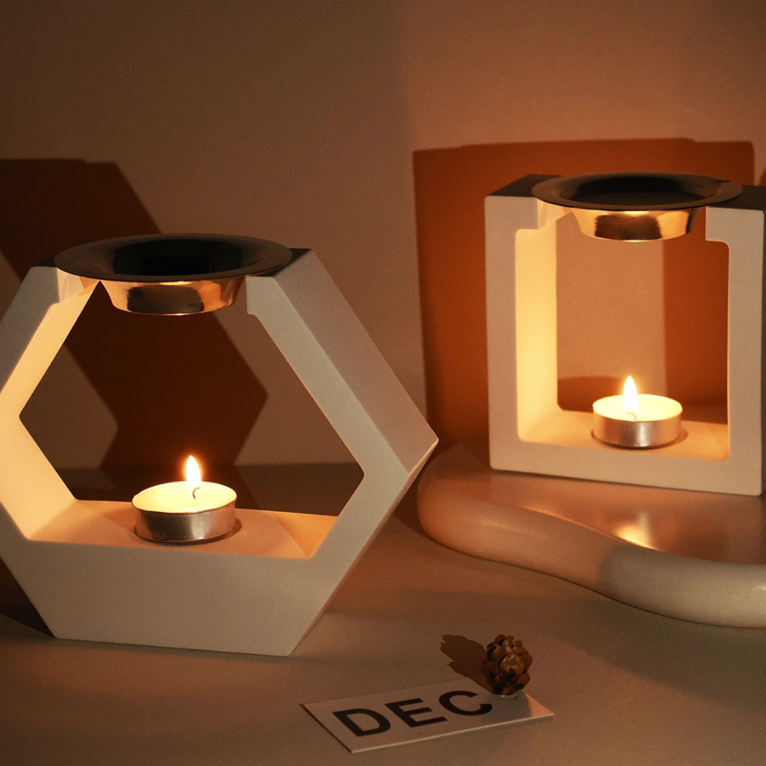 Square Hexagonal Arch Shaped Candle Holder Silicone Mold DIY Epoxy Resin Gypsum Aromatherapy Storage Mold Desktop Decoration