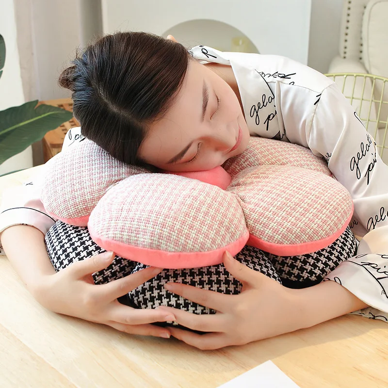 박제 흑백 하운드투스 플라워 쿠션, 소녀 방 장식, 베이 창 세팅, 어린이 침실 시트 베개