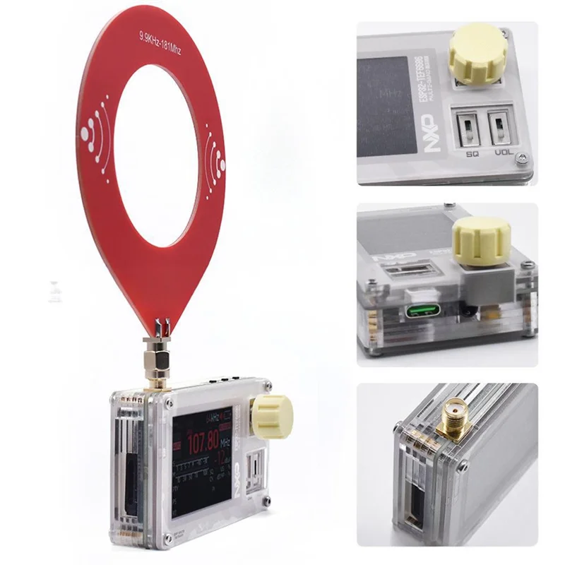 -ABAB ESP32 راديو صغير TEF6686 DSP مع هوائي حلقي كامل النطاق JAS استقبال Radiojas